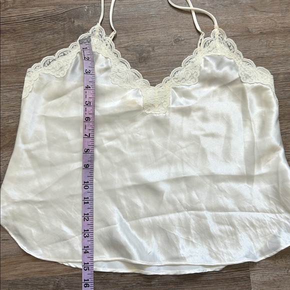 80s White Silky Lace Trim Camisole - Picture 6 of 9